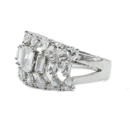 Emerald Cut Wide Band American Diamond Ring