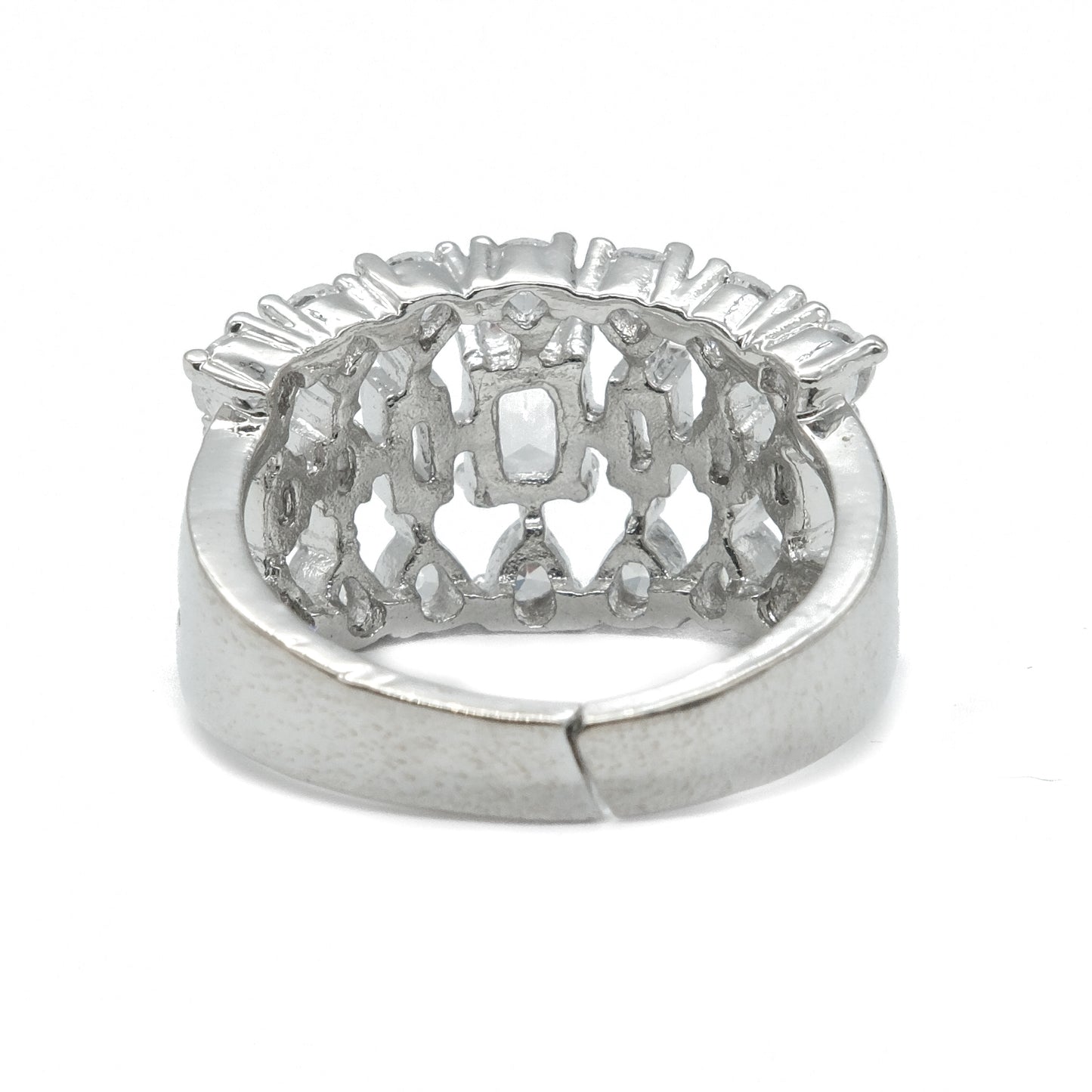 Emerald Cut Wide Band American Diamond Ring
