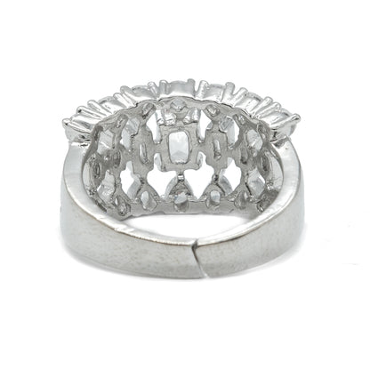 Emerald Cut Wide Band American Diamond Ring