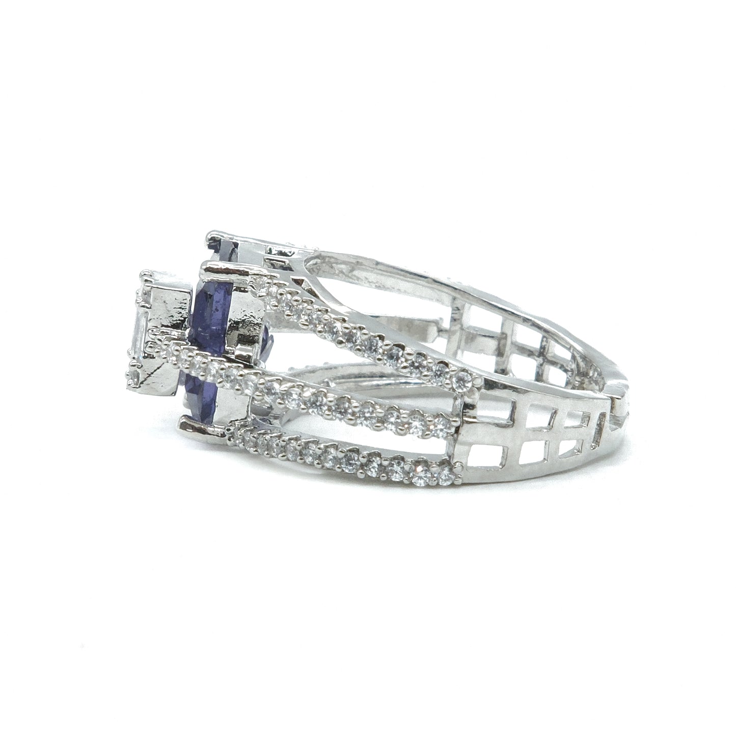 Purple Emerald Cut American Diamond Ring