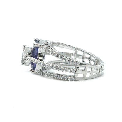 Purple Emerald Cut American Diamond Ring