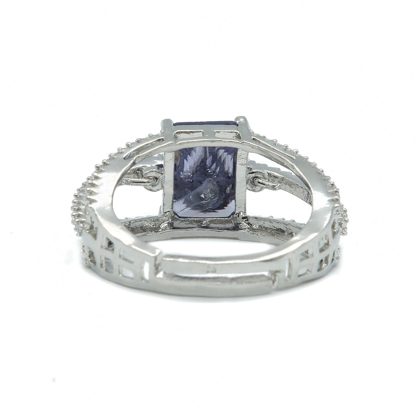Purple Emerald Cut American Diamond Ring