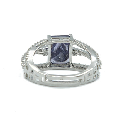 Purple Emerald Cut American Diamond Ring