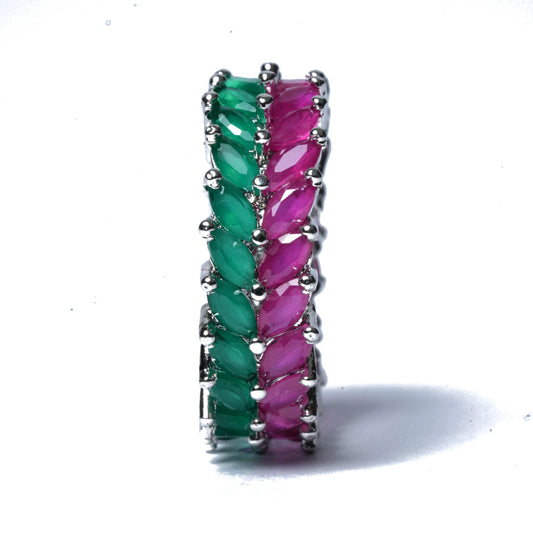 green stone cluster ring for women floral design
