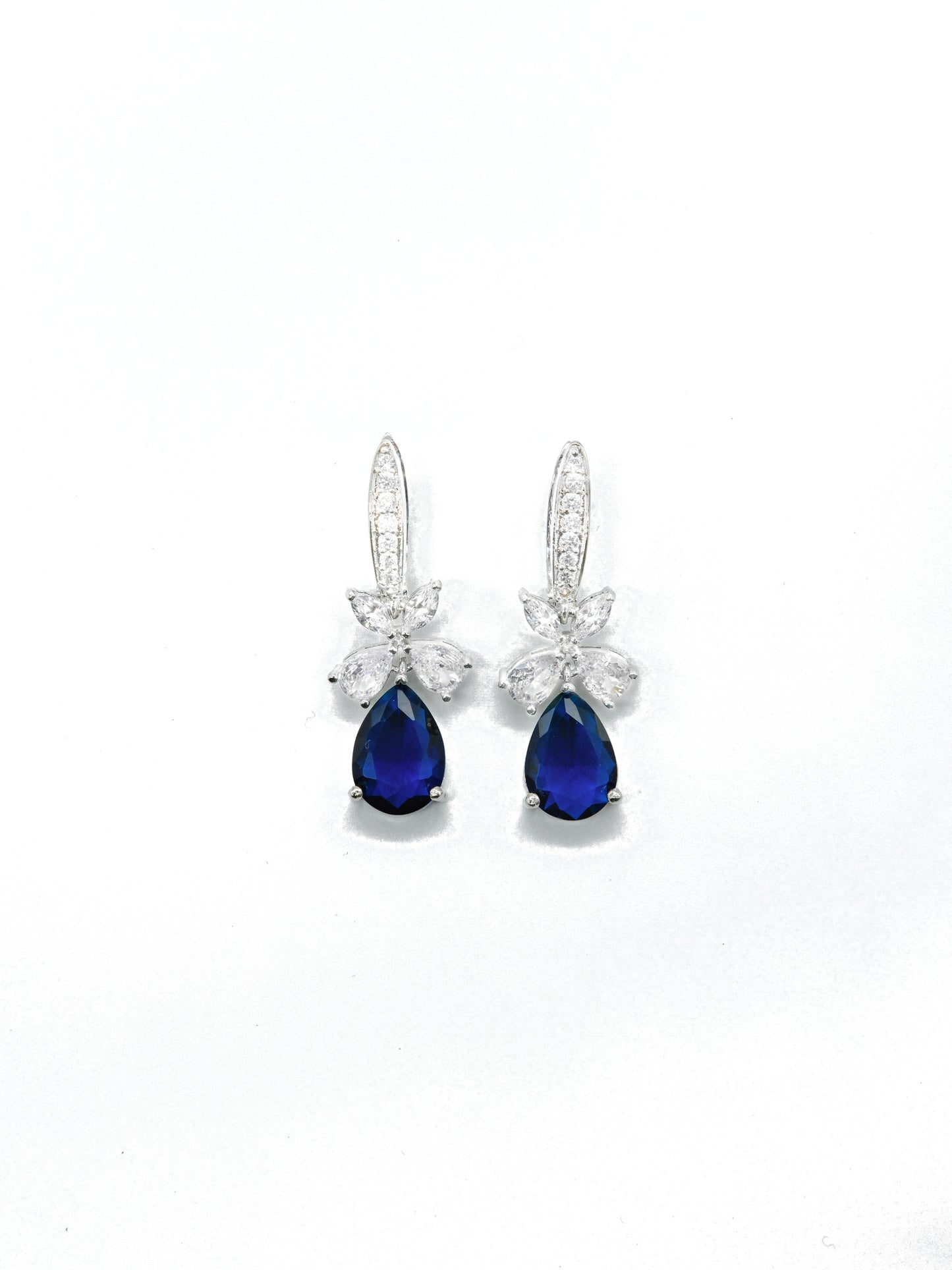 Blue Leaf Drop Earrings