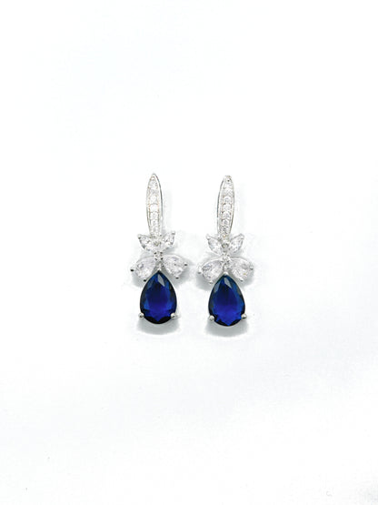 Blue Leaf Drop Earrings