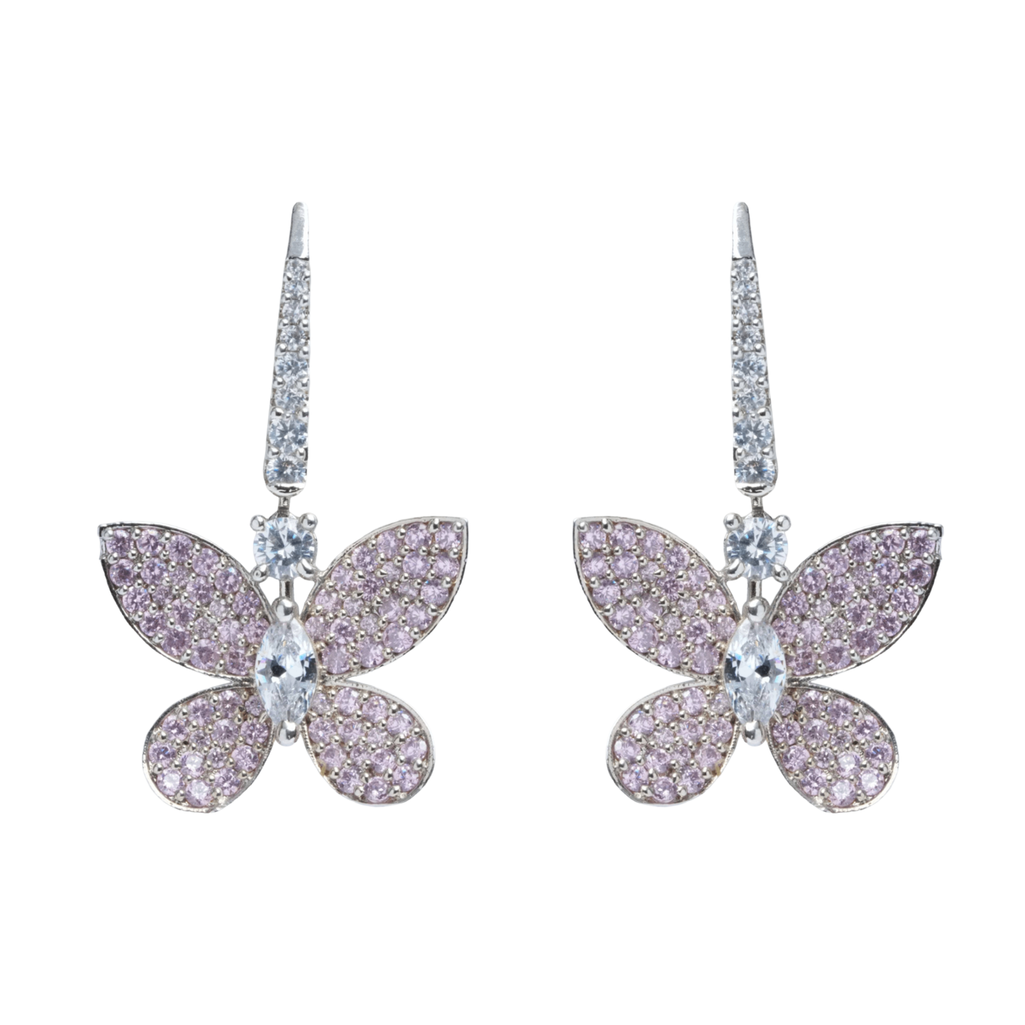 Pink Crystal Butterfly Earrings for Women