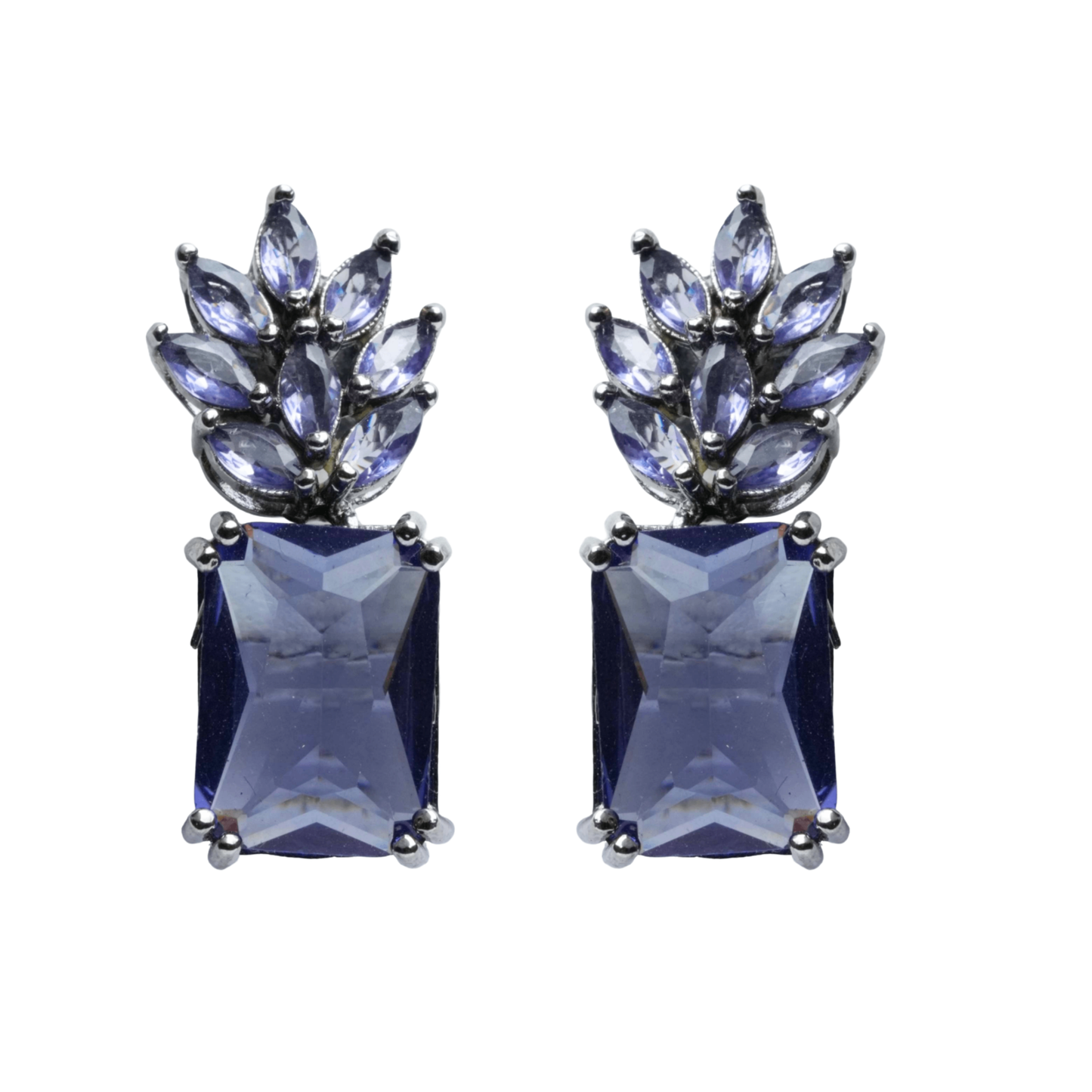 Purple Stone Leaf Design Drop Earrings for Women