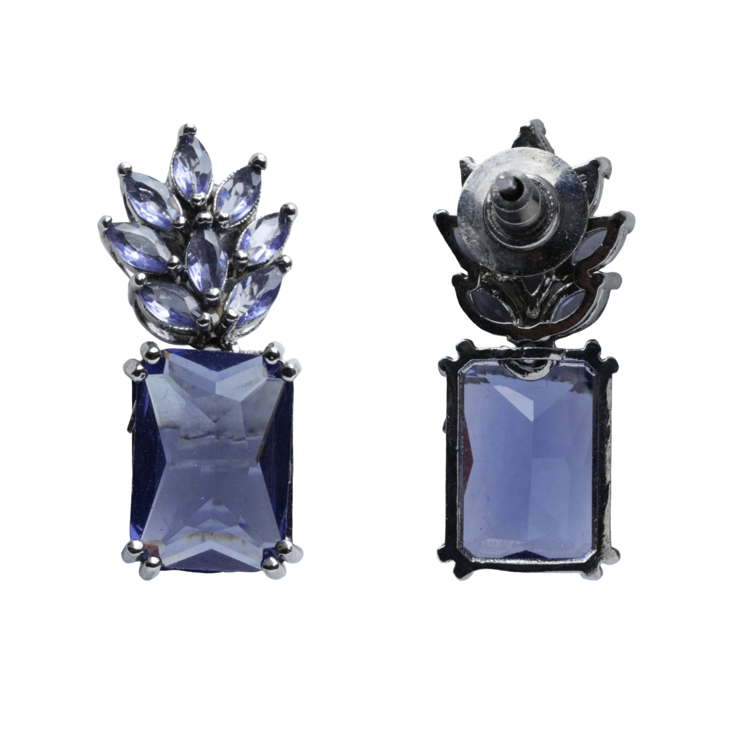 Purple Stone Leaf Design Drop Earrings for Women