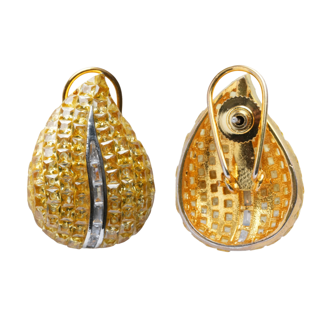 Yellow Stone Statement Stud Earrings for Women