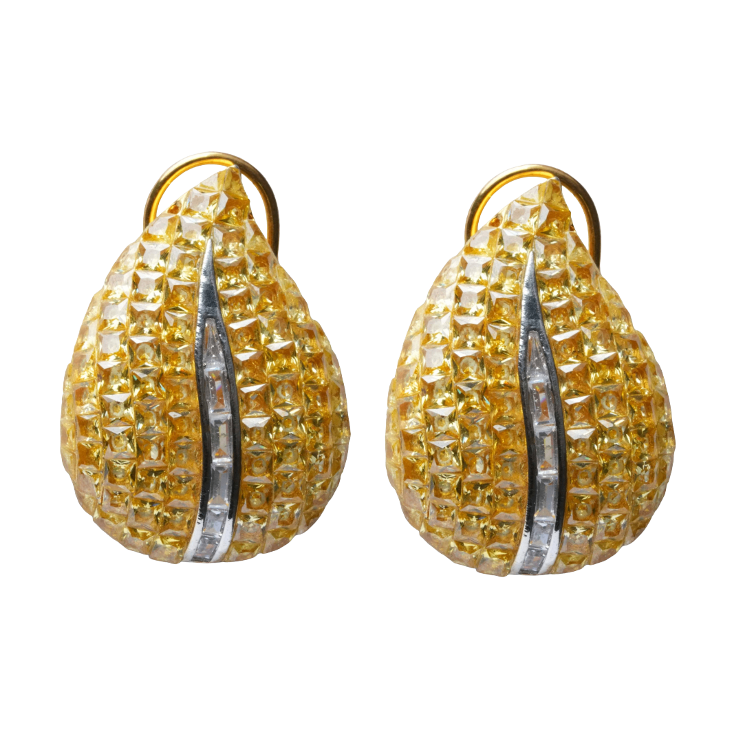 Yellow Stone Statement Stud Earrings for Women