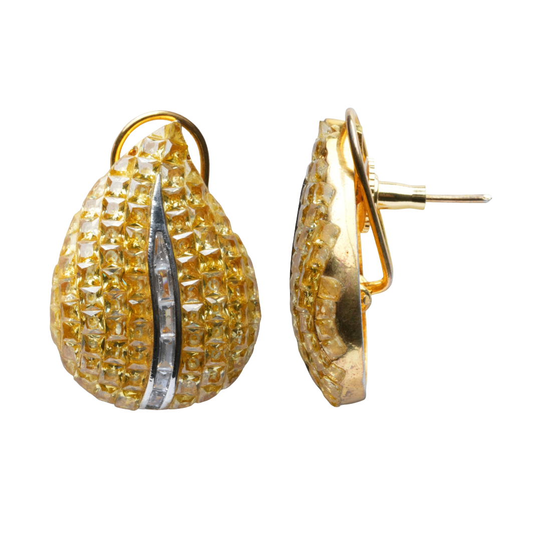 Yellow Stone Statement Stud Earrings for Women