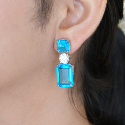 Blue stone drop earrings with crystal accents by Agulka
