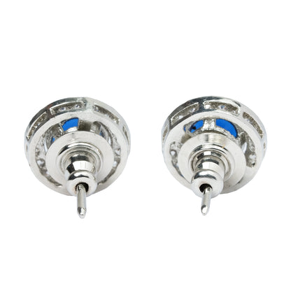 Back view of earrings showing secure screw-style post and round base setting