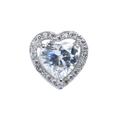 Close-up of heart shaped american diamond stud earring
