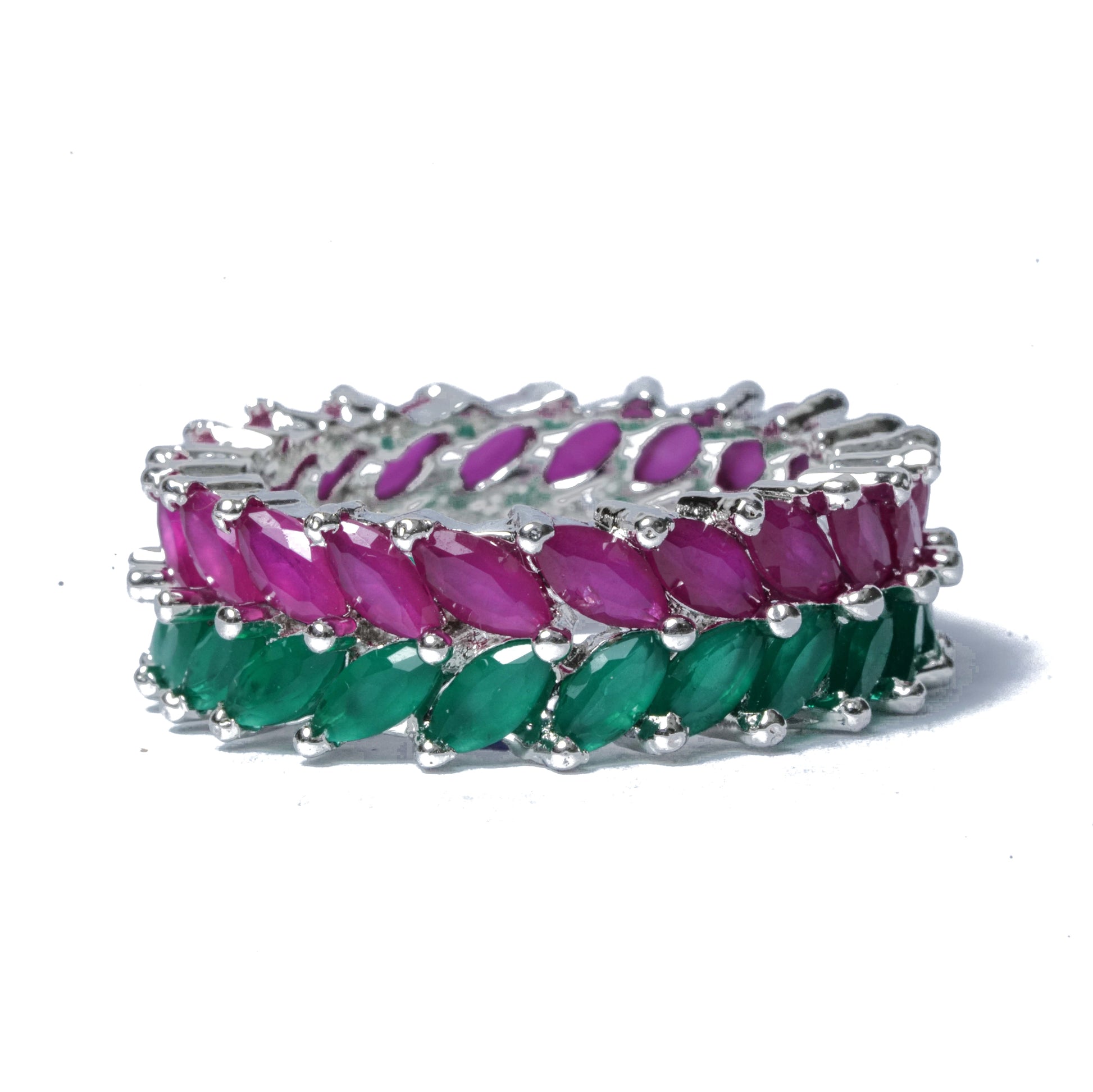 green stone cluster ring for women floral design