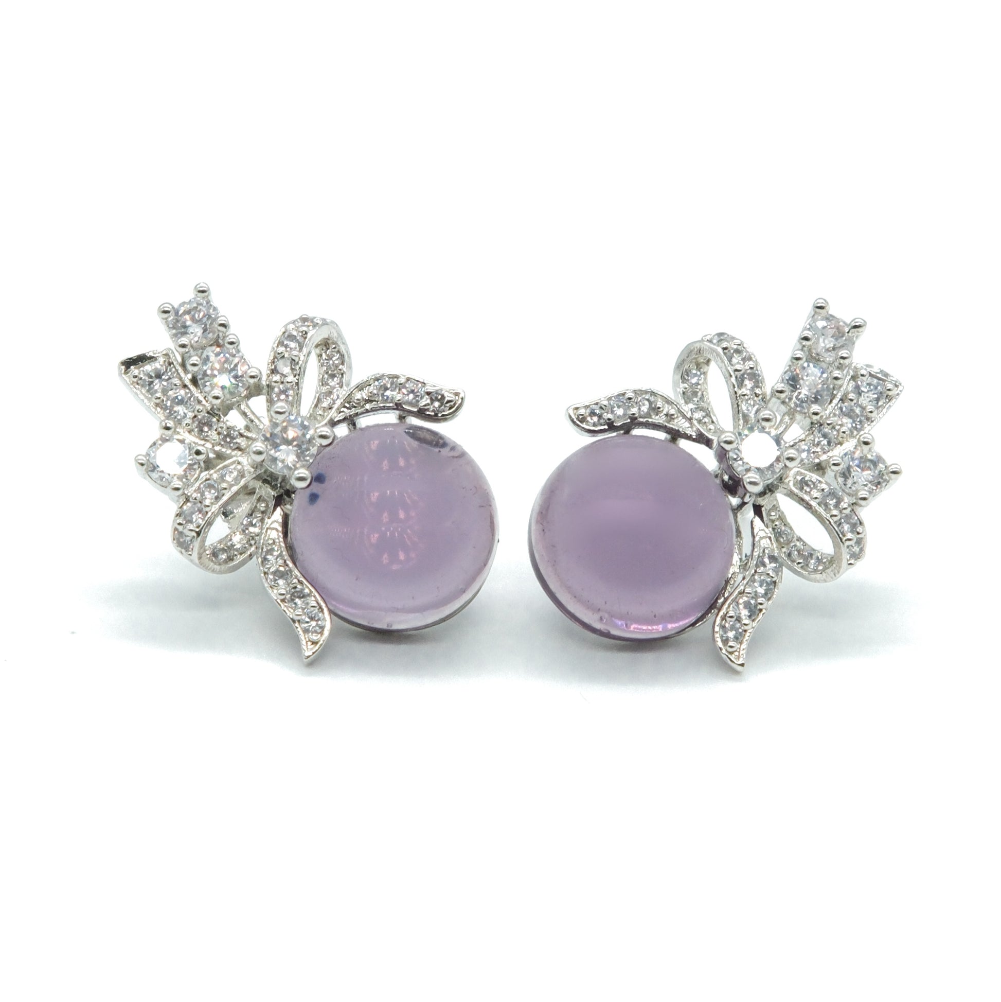 light-purple-bow-stud-earrings-front