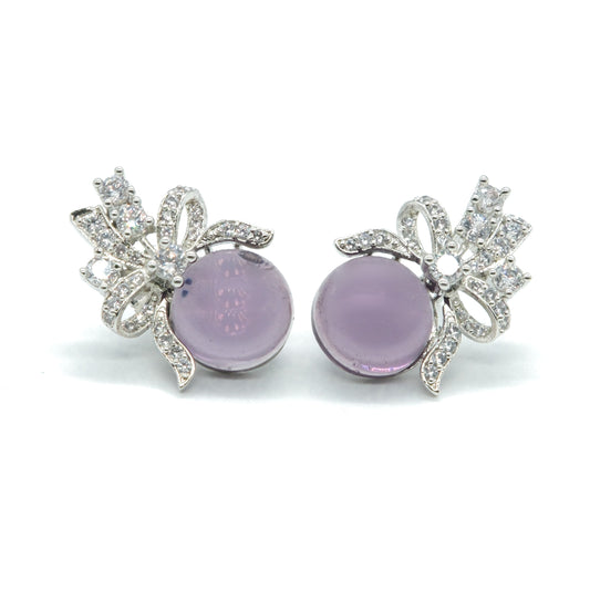 light-purple-bow-stud-earrings-front