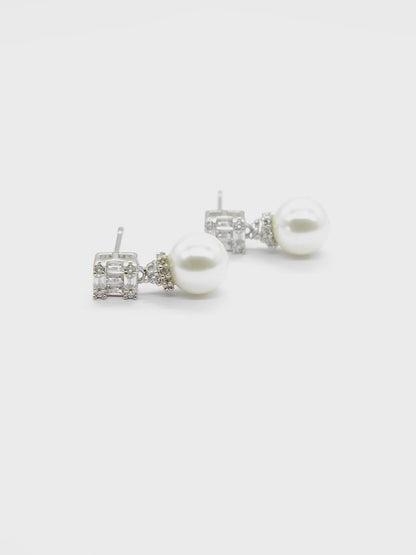 Pearl American Diamond Drop Earrings