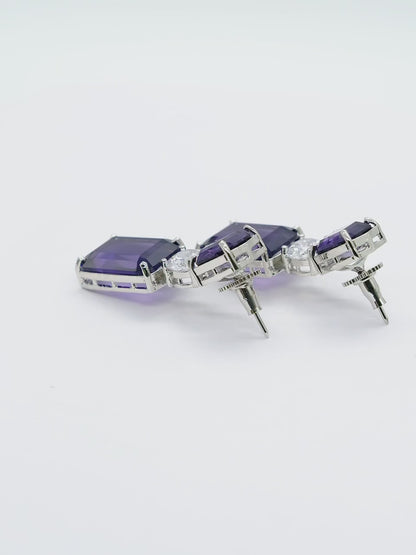 Purple Geometric Drop Earrings