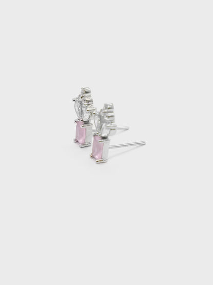 Baby Pink American Diamond Drop Earrings