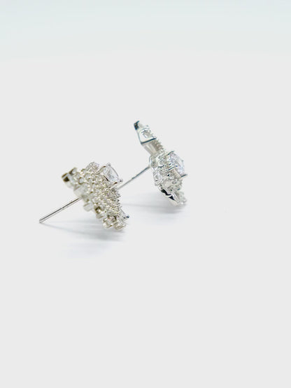 Leaf Swirl American Diamond Earrings