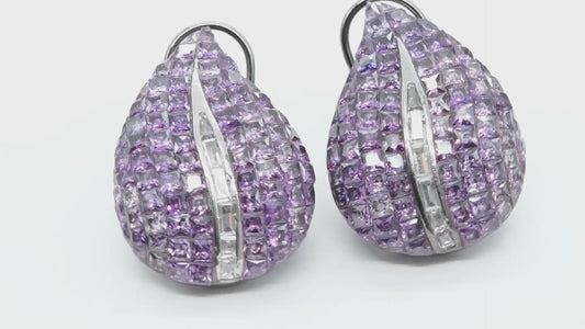 Purple Stone Textured Stud Earrings for Women