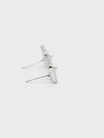 Geometric Pearl American Diamond Earrings