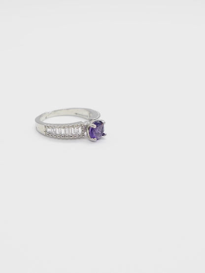 Purple Stone American Diamond Ring