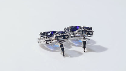 Sapphire Stone Earrings with American Diamond CZ