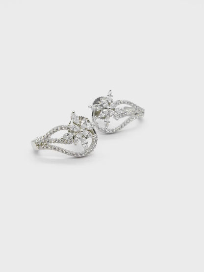 Floral Swirl American Diamond Earrings