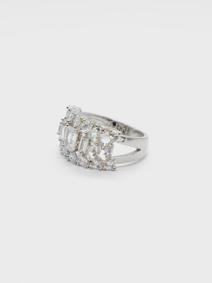 Emerald Cut Wide Band American Diamond Ring