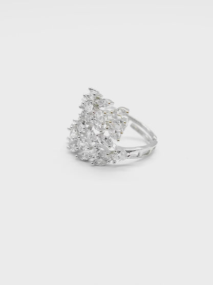 Floral Cluster American Diamond Ring