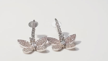 Pink Crystal Butterfly Earrings for Women