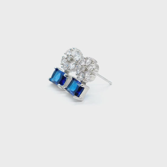 Close-up product video of Blue American Diamond Drop Earrings showcasing the vibrant blue stones, sparkling American diamonds, and premium craftsmanship.