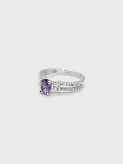 Purple Oval Stone American Diamond Ring