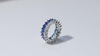 Sapphire Band Ring with Blue American Diamond