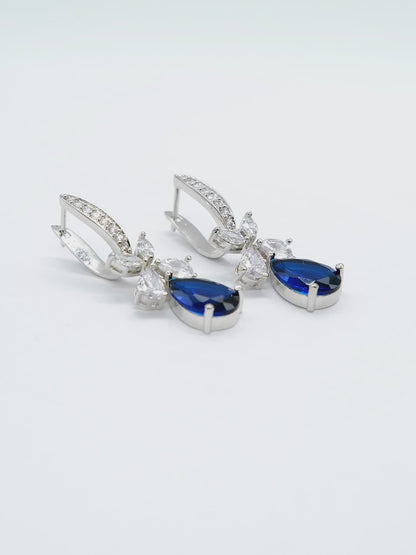Blue Leaf Drop Earrings