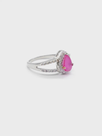 Pink Pear Stone American Diamond Ring