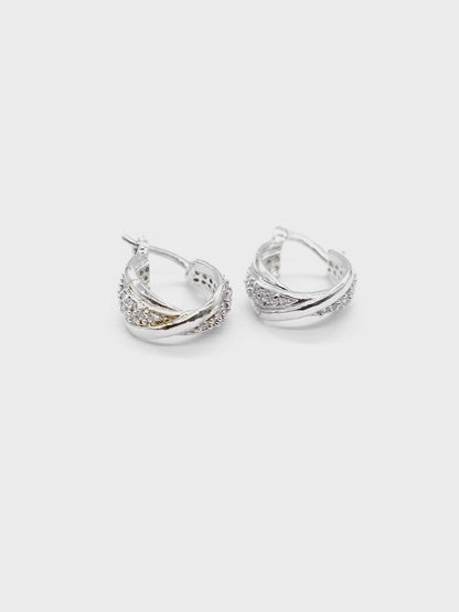 American Diamond Hoop Drop Earrings