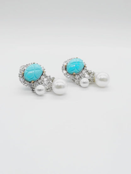 Turquoise Pearl Drop Earrings