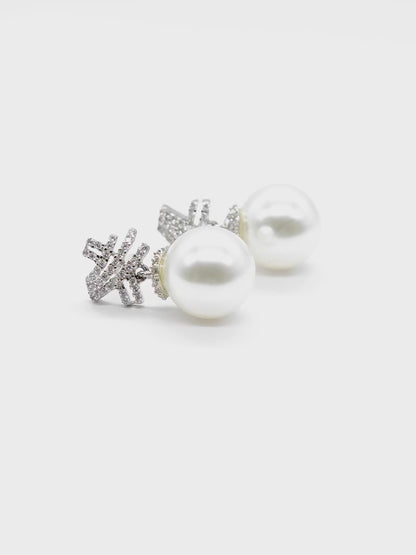 Pearl American Diamond Drop Earrings