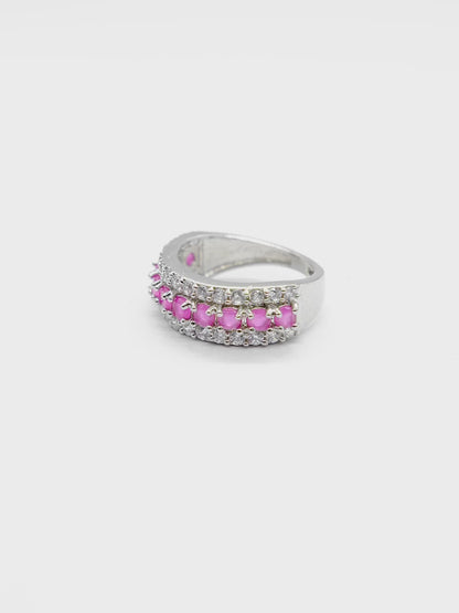 Pink Band Style American Diamond Ring