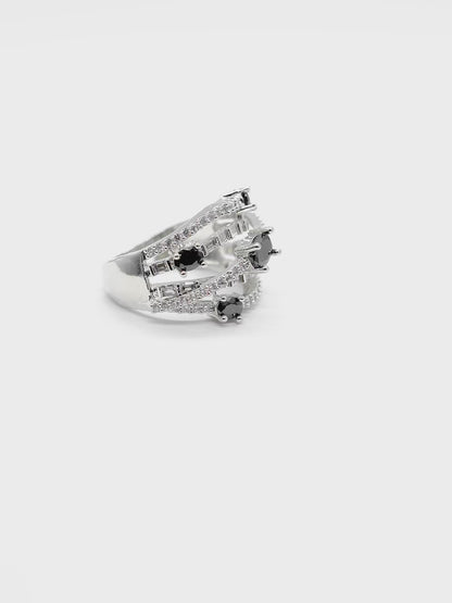 Black Multi Stone American Diamond Ring