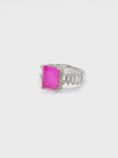 Pink Cushion Stone American Diamond Ring
