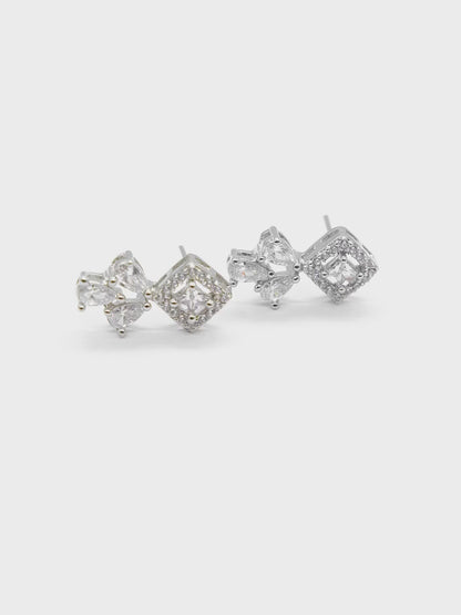 Geometric American Diamond Drop Earrings