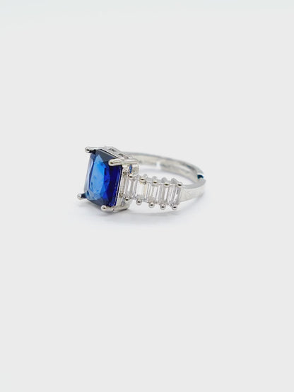 Blue Cushion Stone American Diamond Ring