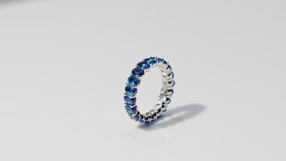 Sapphire Ring with CZ Blue Diamond Full Band